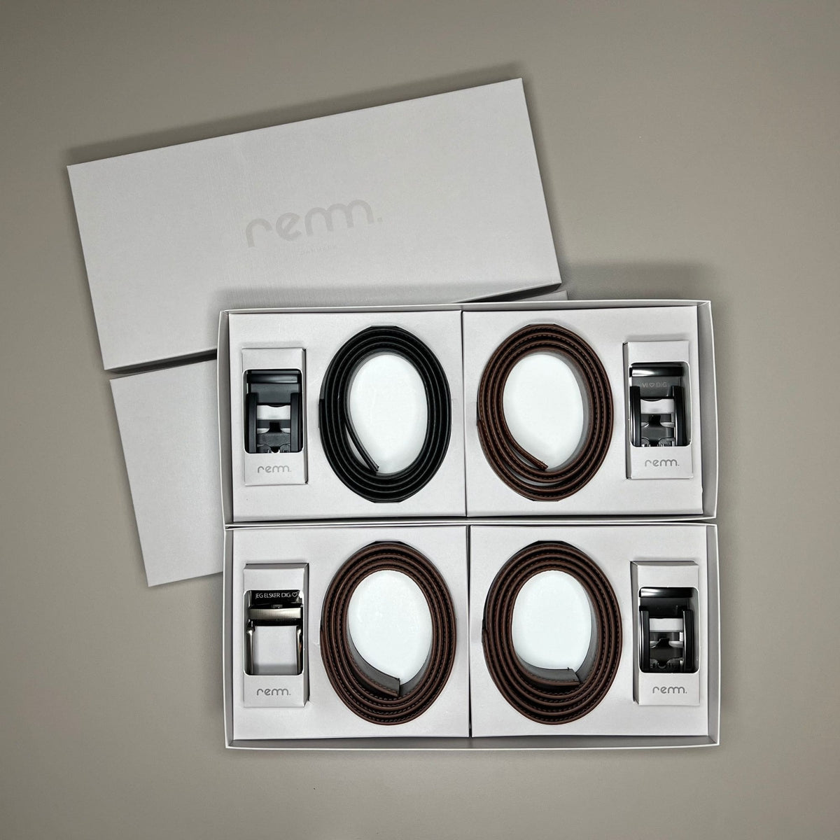 GIFT SET #3 - 4 Leather Belts with Personalised Engraving