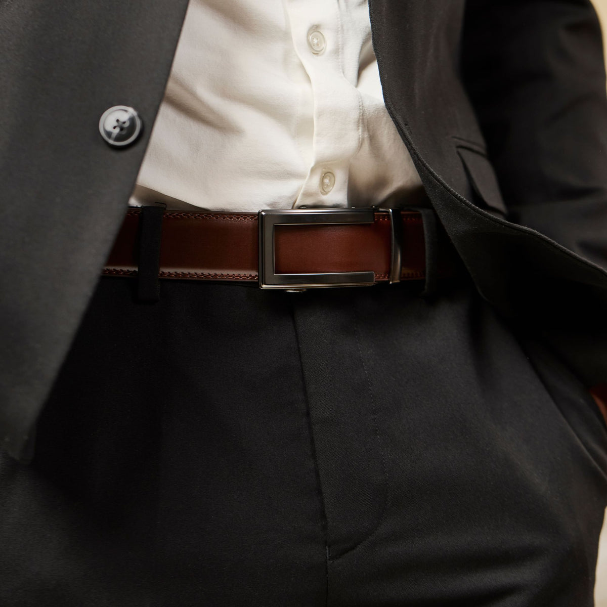 Dark Brown Leather Belt Without Holes