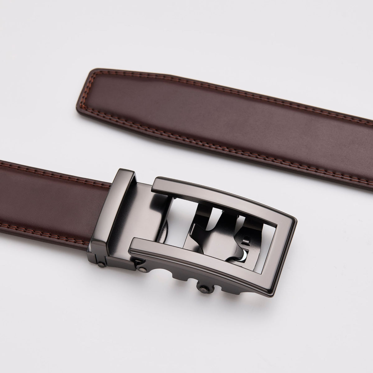 Dark Brown Leather Belt Without Holes