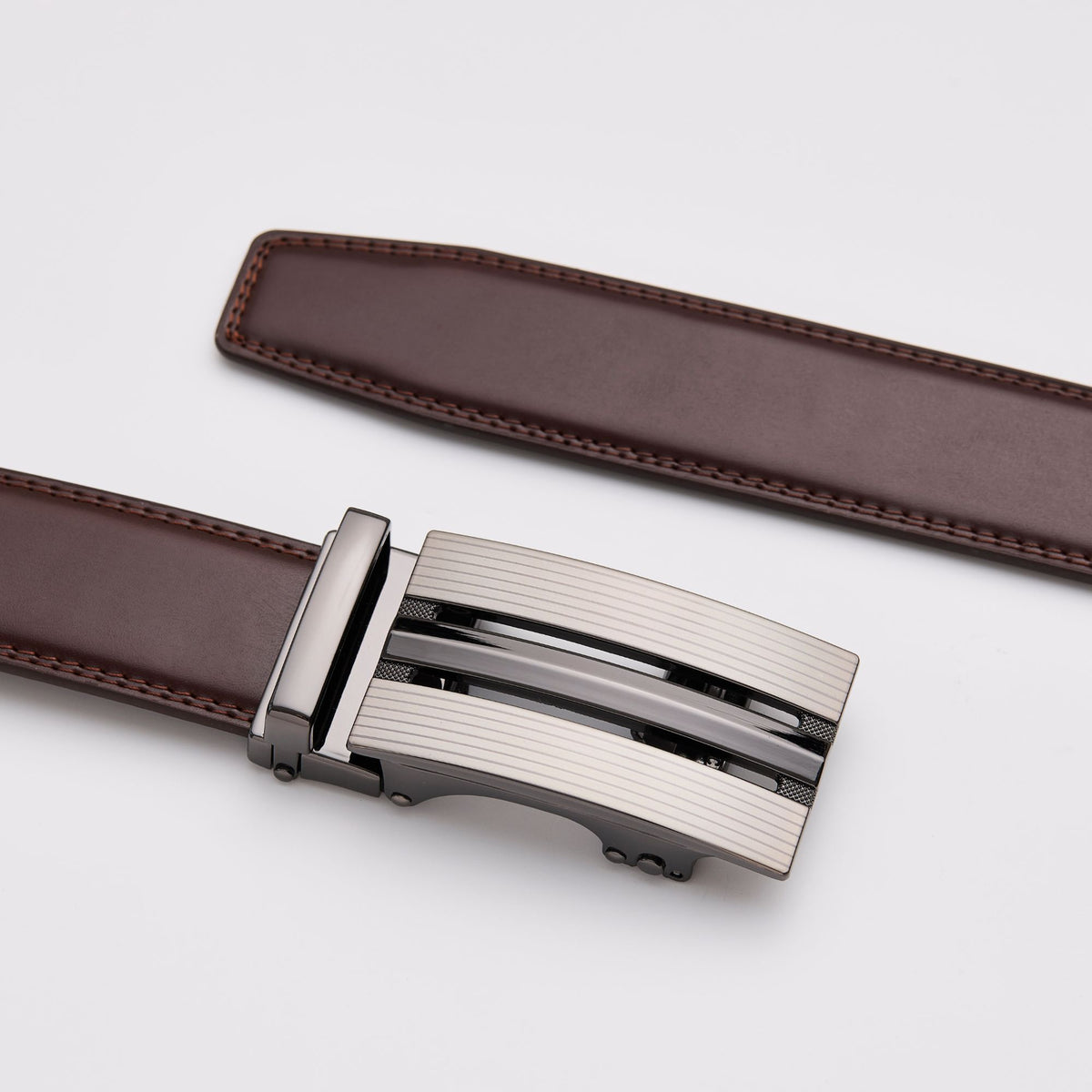 Dark Brown Leather Belt Without Holes