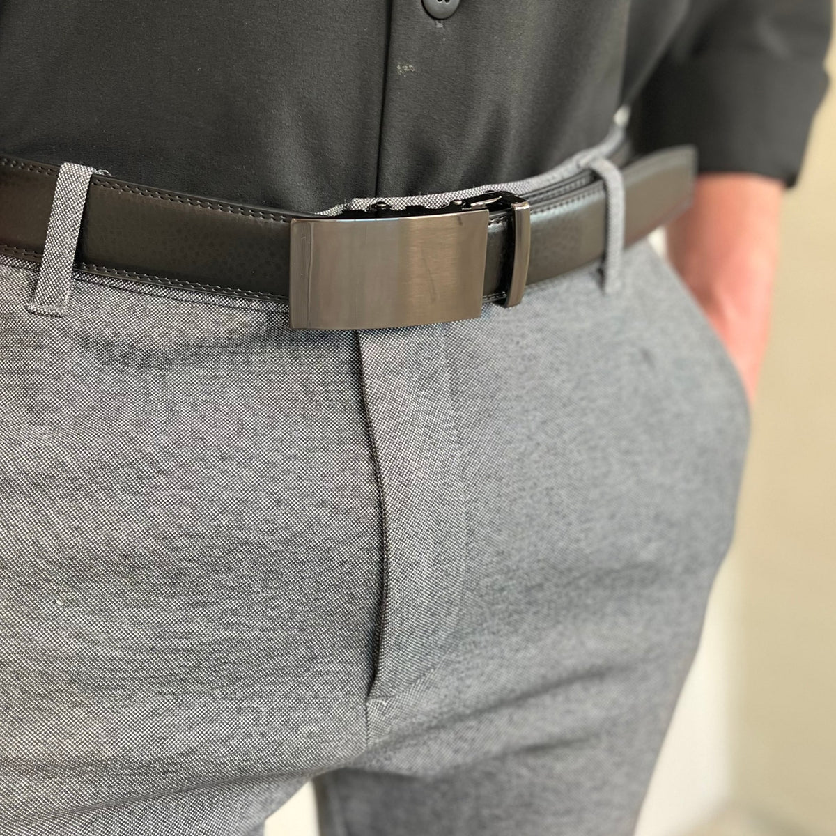 Black Leather Belt Without Holes