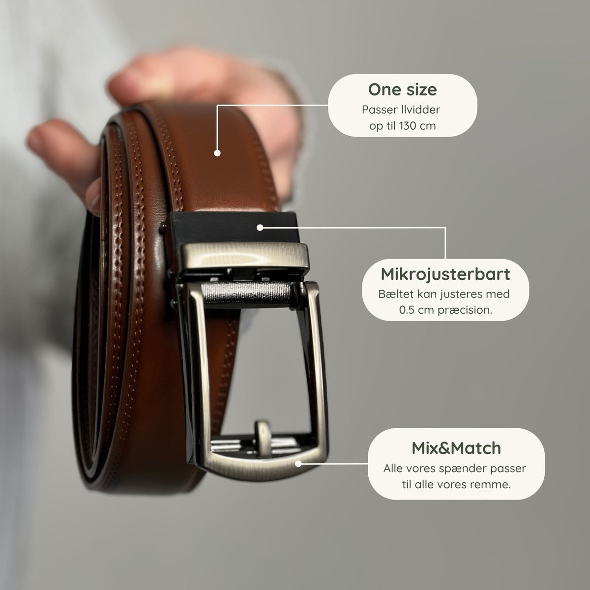 Cognac Leather Belt Without Holes