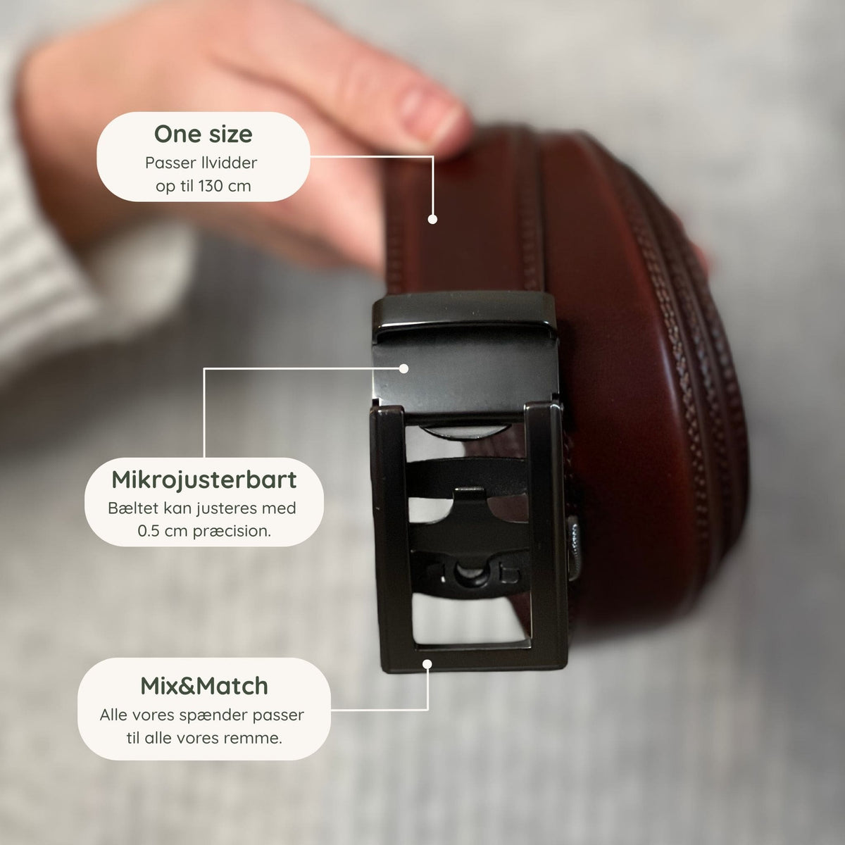 Dark Brown Leather Belt Without Holes