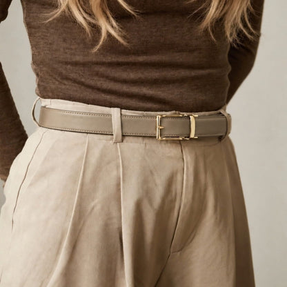 Premium Women's No-Hole Belt in Full-Grain Leather