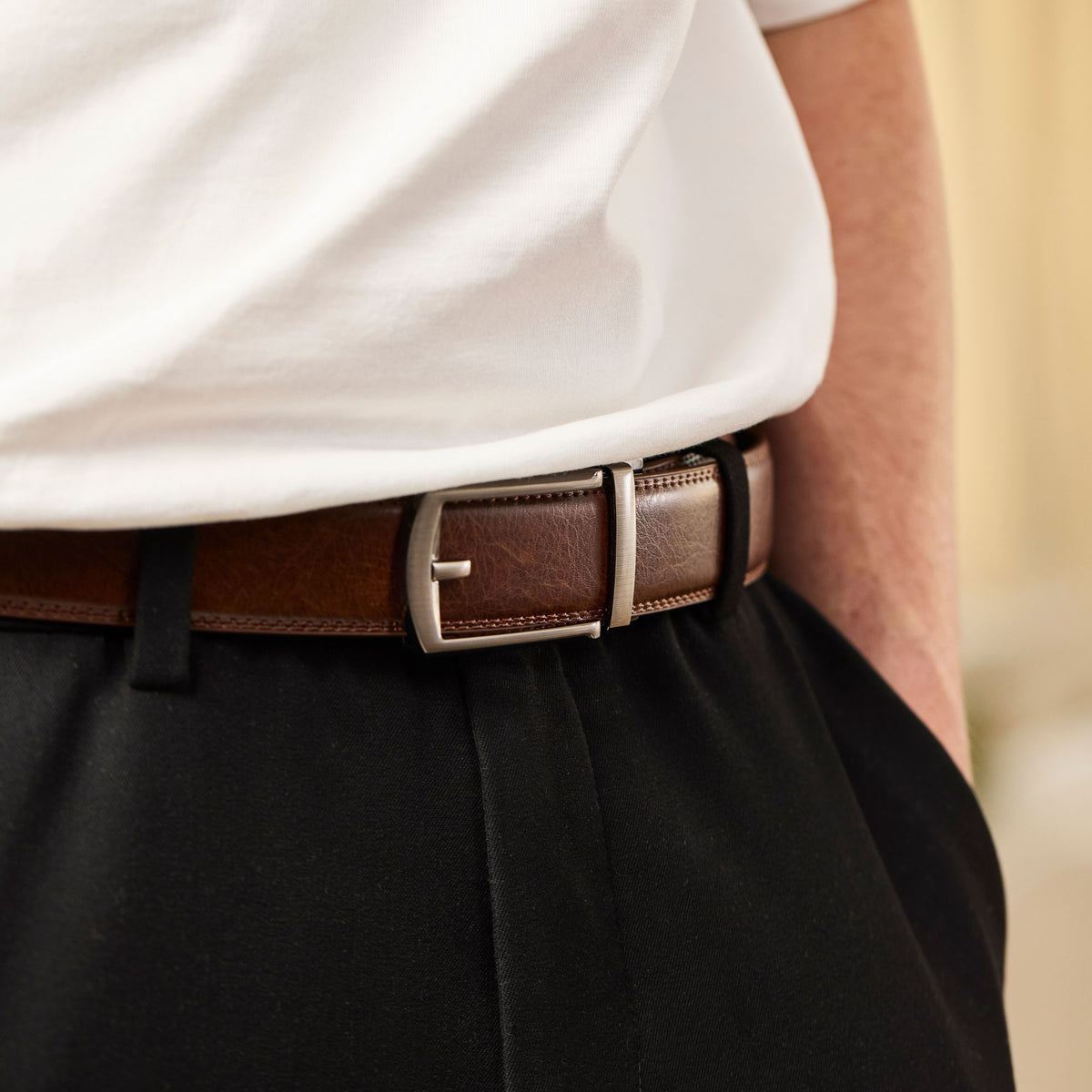 Brown Leather Belt Without Holes