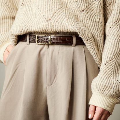 Premium Women's No-Hole Belt in Full-Grain Leather