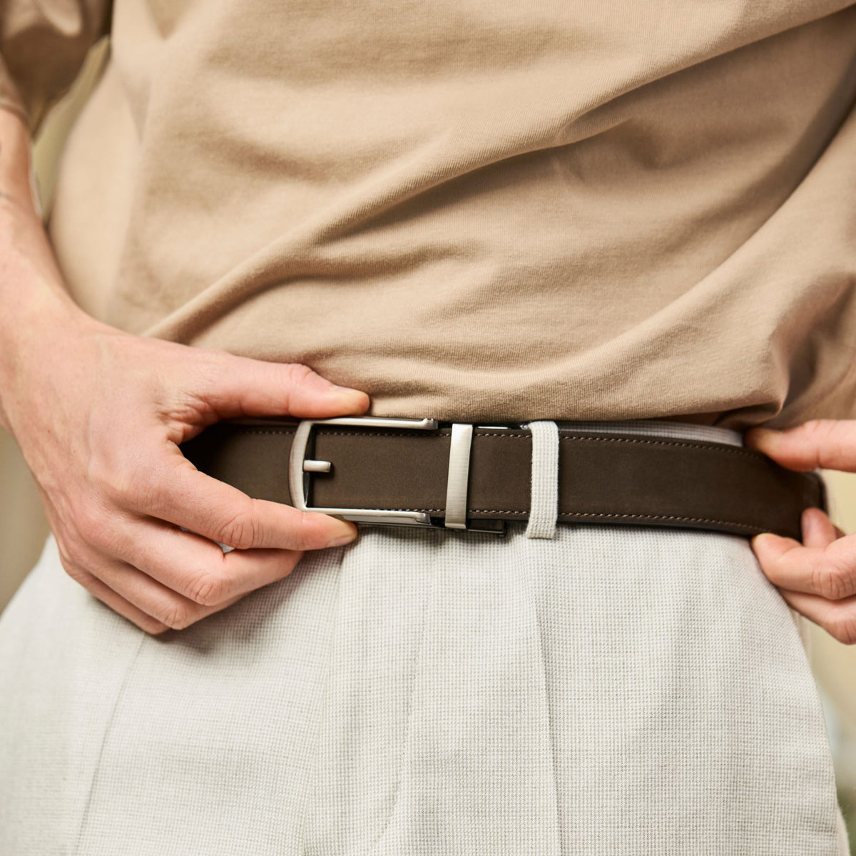 PREMIUM Men's No-Hole Belt in European Full-Grain Leather