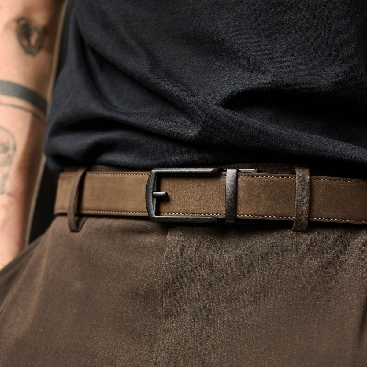 PREMIUM Men's No-Hole Belt in European Full-Grain Leather