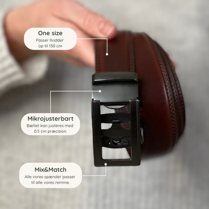 Dark Brown Leather Belt Without Holes
