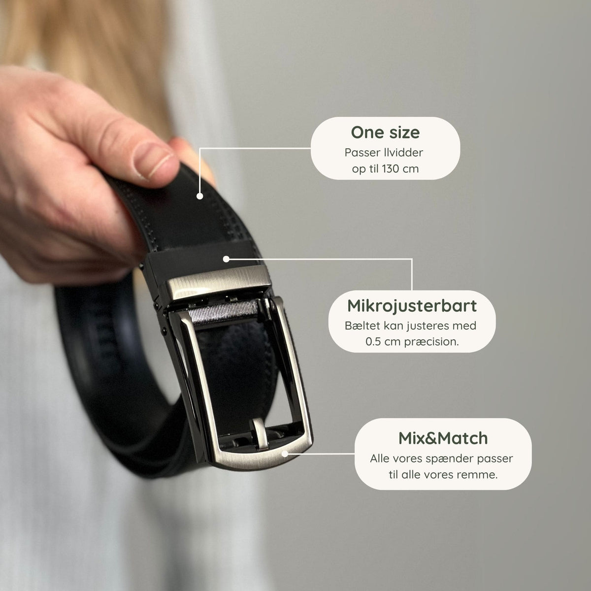 Black Leather Belt Without Holes